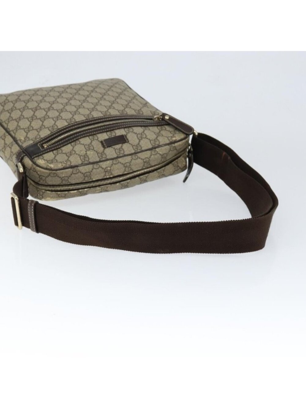 Authentic GUCCI GG Supreme Shoulder Bag PVC Brown Gold 201448 - Picture 14 of 16
